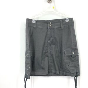 Kuhl Women Size 2 Small Skirt Dark Gray Canvas Stretch Cargo Mini Tie